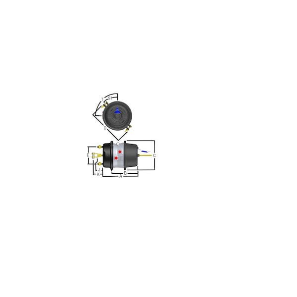 Haldex Chamber, Brake, Combination, Gold Seal, W/ Welded Clevis-Extra Long Stroke-Size 2430-Sq Bosses GC2430XLCW - main